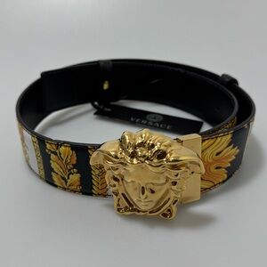 Versace Medusa Buckle Gold Belt Multi Black Gold Women’s Size 75cm/30in